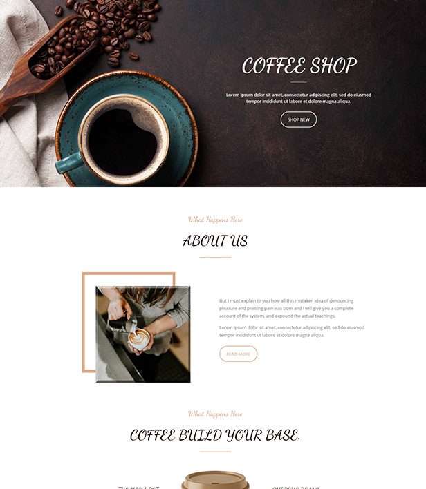 Coffee Shop Landing Page Template - Layouts for WPBakery