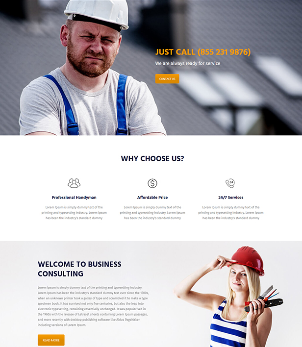 Home Maintenance Landing Page Template - Layouts for WPBakery