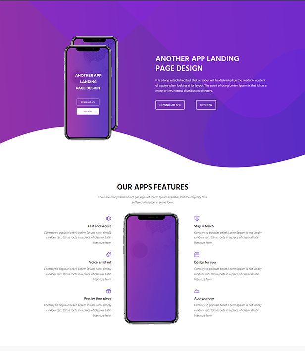 Mobile App Landing Page Template - Layouts for WPBakery