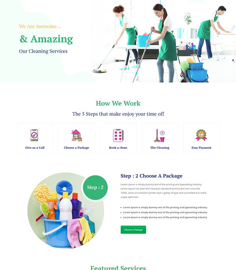 Cleaning Services Landing Page Template - Layouts for WPBakery