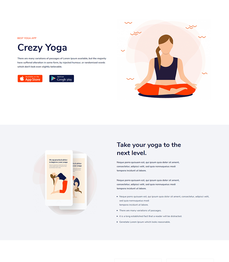 Crezy Yoga Landing Page Template - Layouts for WPBakery