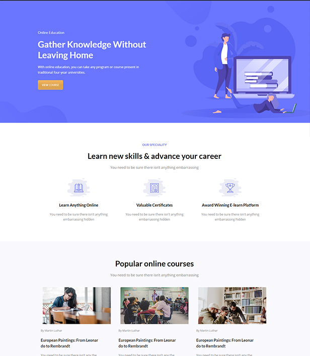 Education E-learning Landing Page Template