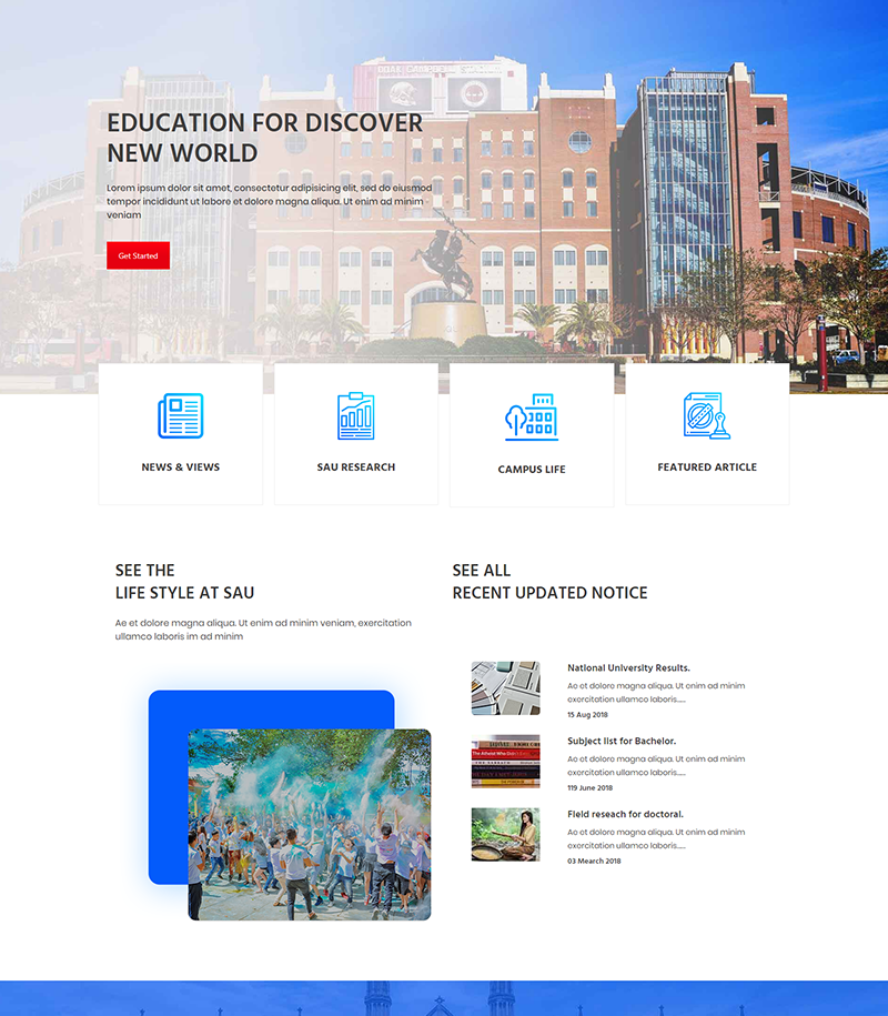 Education World Landing Page Template - Layouts for WPBakery