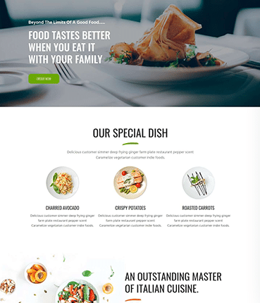 Restaurant Page Layout