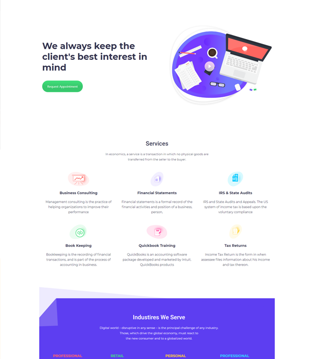 Super Service Mockup Landing Page Template - Layouts for WPBakery