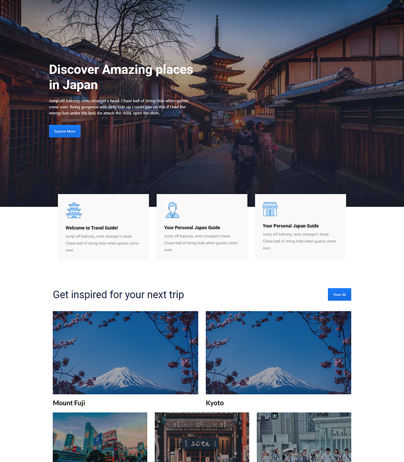 Travel Guide Landing Page Templates - Layouts for WPBakery